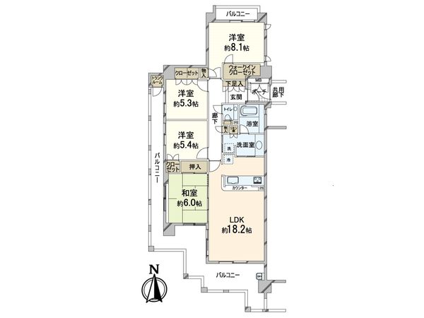 テラス北千里古江台 Ⅱ番館 間取図(平面図) 間取図(平面図)
