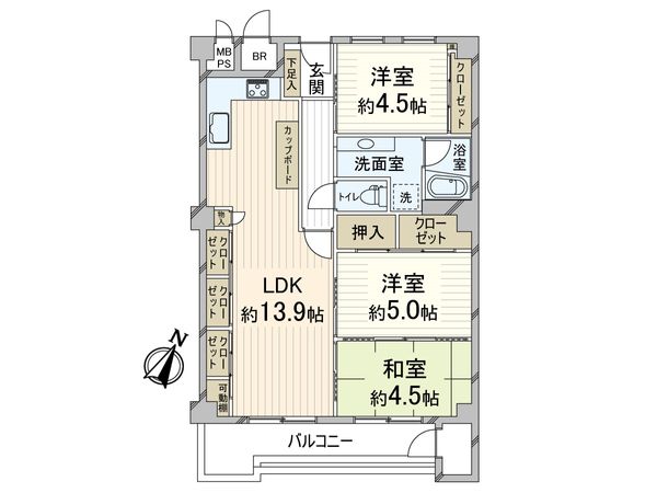 南千里オリーブヴィラ S棟 間取図(平面図) 南千里オリーブヴィラ S棟 間取図(平面図)