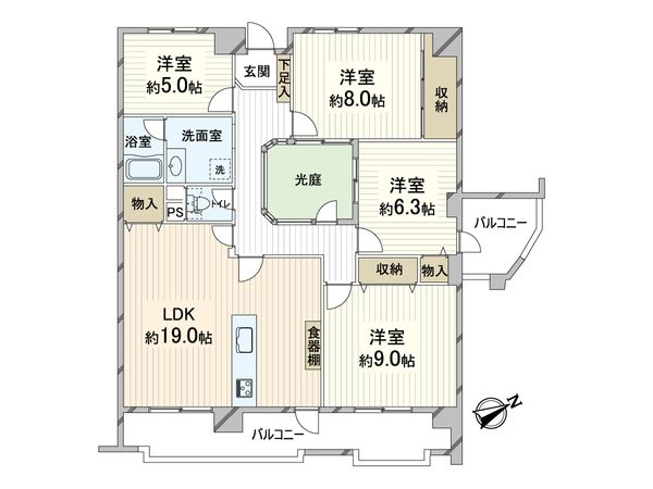 山田西C団地 A1棟 間取図(平面図)