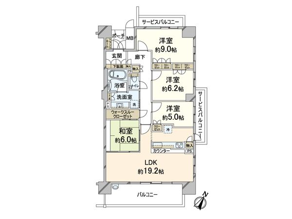 エルグレース彩都箕面 B棟 間取図(平面図)