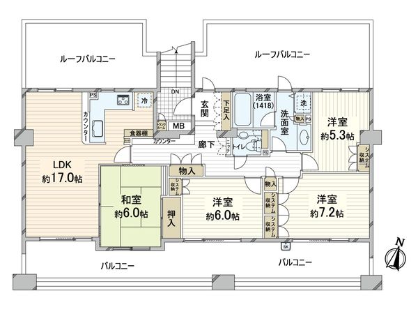 ルネ北千里古江台アンソレイユ 間取図(平面図) ルネ北千里古江台アンソレイユ 間取図(平面図)