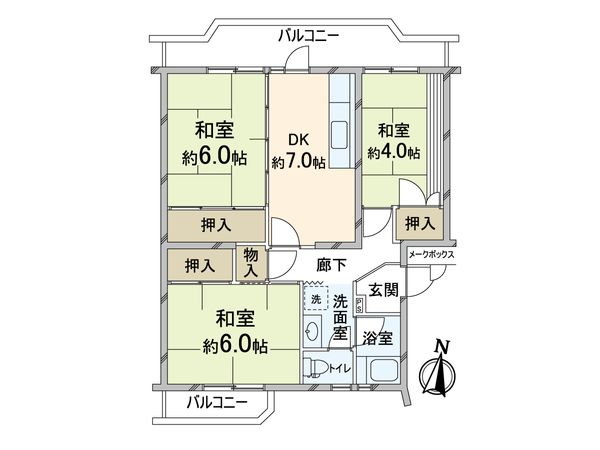 箕面粟生第四住宅4号棟 間取図(平面図)
