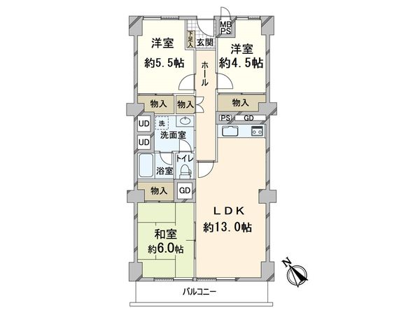 千里泉ケ丘スカイハイツ2号棟 間取図(平面図) 千里泉ケ丘スカイハイツ2号棟 間取図(平面図)