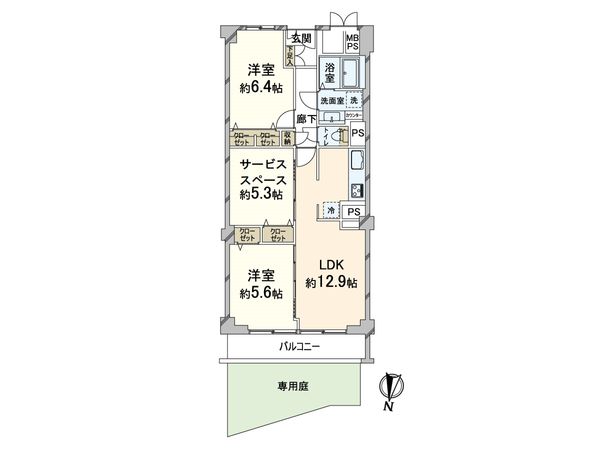 カネボウ三ツ池台マンション 間取図(平面図) 間取図(平面図)