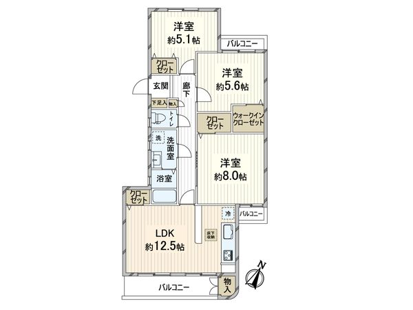 山田西第1次団地 A3棟 間取図(平面図) 間取図(平面図)
