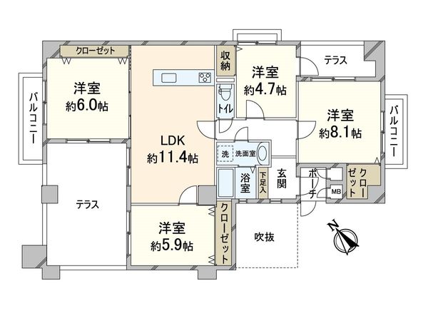 緑地公園グリーンハイツ 6号棟 間取図(平面図) 間取図(平面図)