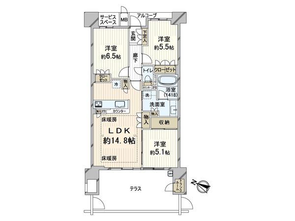 ジオ北千里藤白台B棟 間取図(平面図) ジオ北千里藤白台B棟 間取図(平面図)