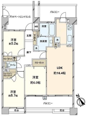 ガーデンハウス千里・古江台 間取図(平面図) ガーデンハウス千里・古江台 間取図(平面図)
