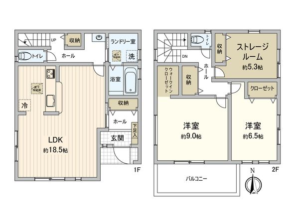 豊中市箕輪2丁目 新築戸建 2号棟 間取図(平面図) 豊中市箕輪2丁目 新築戸建 2号棟 間取図(平面図)