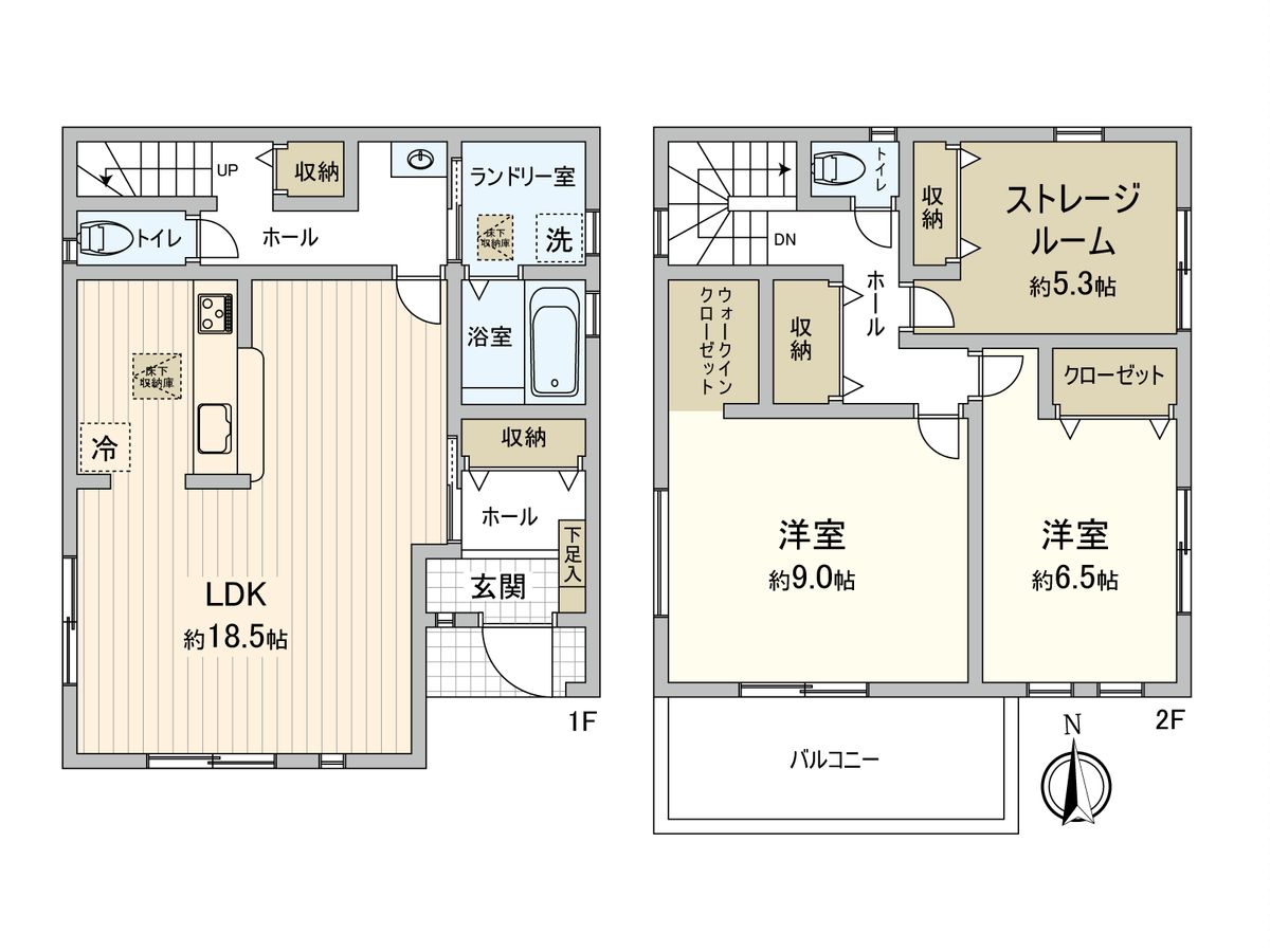 豊中市箕輪2丁目 新築戸建 2号棟 間取図(平面図) 間取図(平面図)