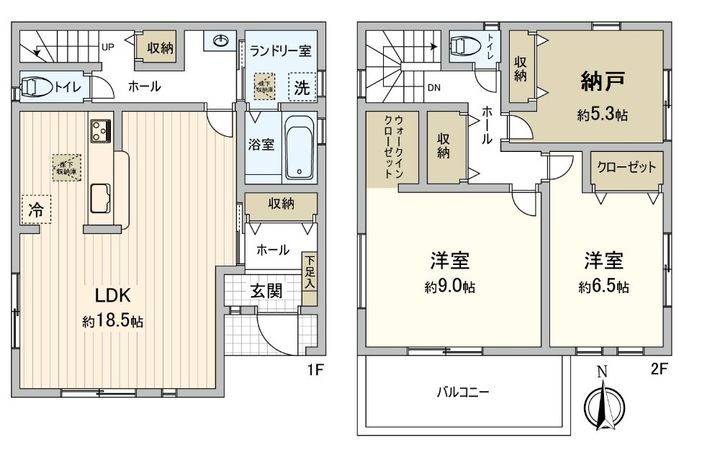 豊中市箕輪2丁目 新築戸建 2号棟 間取図(平面図) 豊中市箕輪2丁目 新築戸建 2号棟 間取図(平面図)