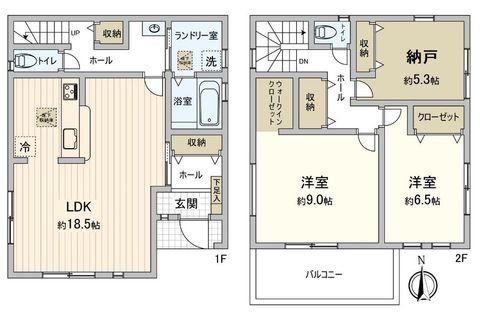 豊中市箕輪2丁目 新築戸建 2号棟 間取図(平面図)