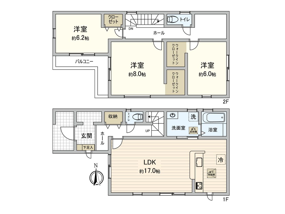 豊中市箕輪2丁目 新築戸建 4号棟 間取図(平面図) 間取図(平面図)