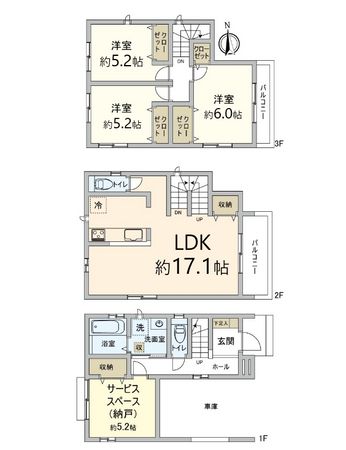 豊中市曽根南町3丁目 新築戸建 間取図(平面図)