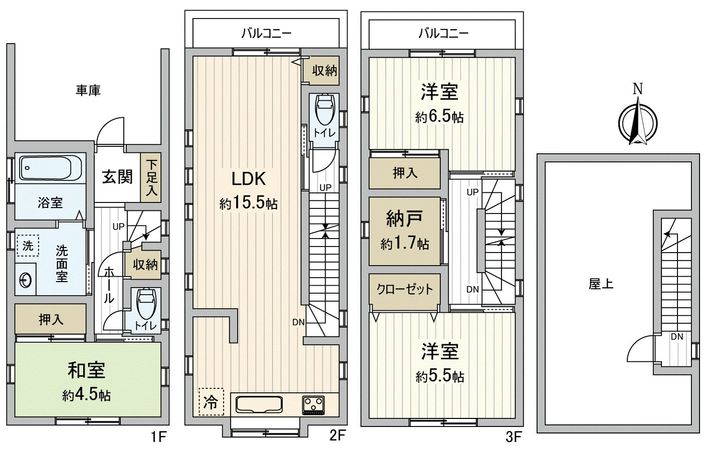 豊中市浜3丁目 戸建 間取図(平面図)