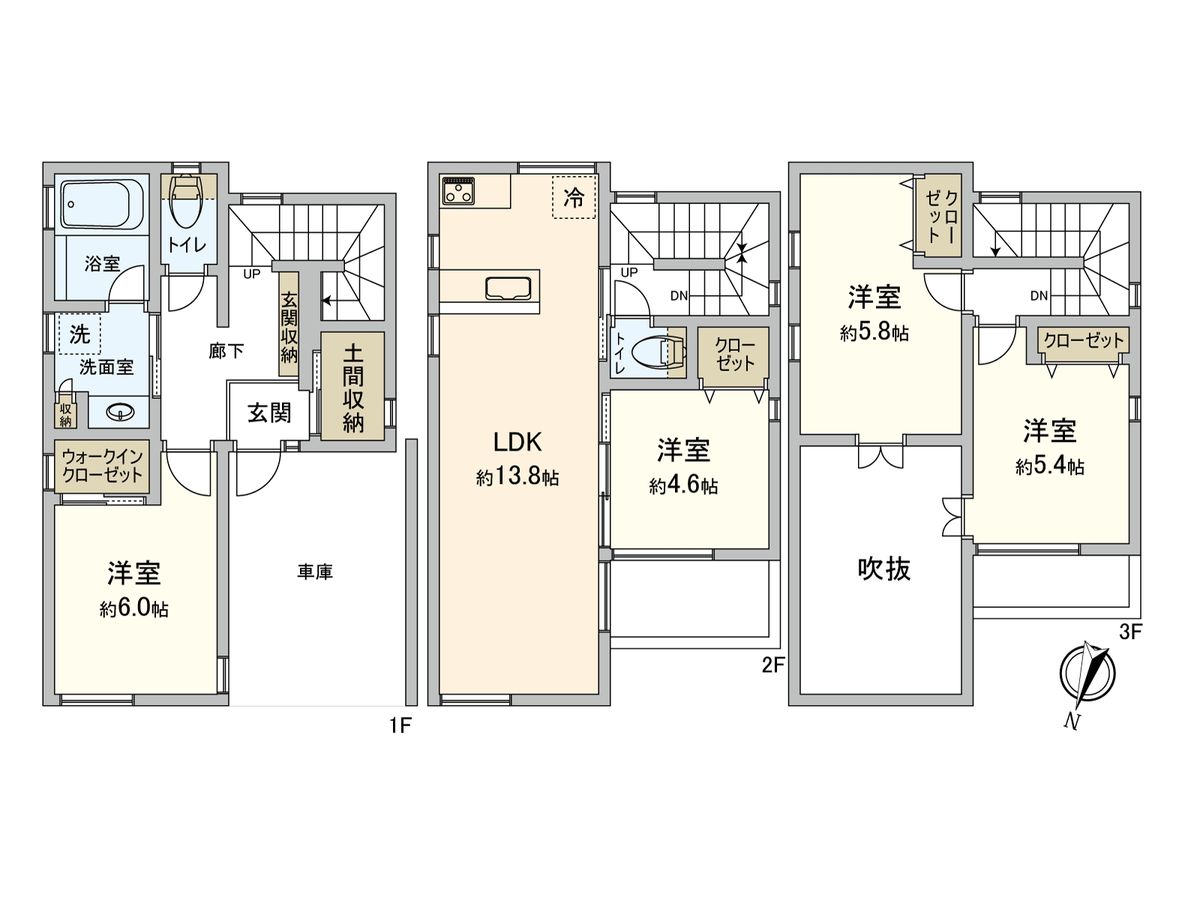 豊中市中桜塚1丁目 戸建 間取図(平面図) 間取図(平面図)