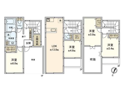 豊中市中桜塚1丁目 戸建 間取図(平面図) 間取図(平面図)