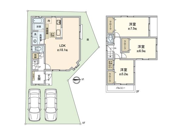 豊中市上野東2丁目 C号地 間取図(平面図) 豊中市上野東2丁目 C号地 間取図(平面図)