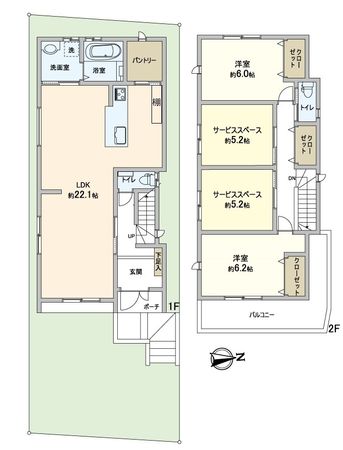豊中市柴原町5丁目 新築戸建 間取図(平面図) 豊中市柴原町5丁目 新築戸建 間取図(平面図)