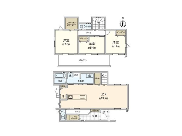豊中市刀根山1丁目 新築戸建 2号地 間取図(平面図)