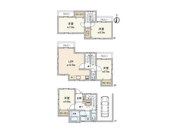 豊中市勝部3丁目 戸建 間取図(平面図) 間取図(平面図)