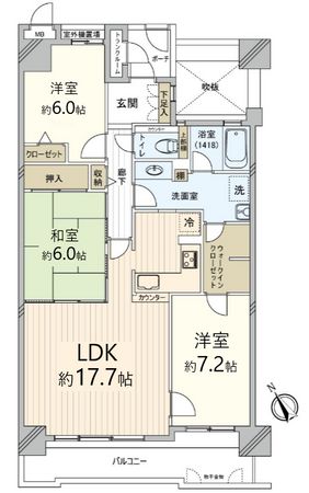 ルネ・ヒューマンズガーデン万博公園南 B棟 間取図(平面図) ルネ・ヒューマンズガーデン万博公園南 B棟 間取図(平面図)