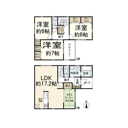高槻市高西町 1号棟 間取図(平面図) 高槻市高西町 1号棟 間取図(平面図)