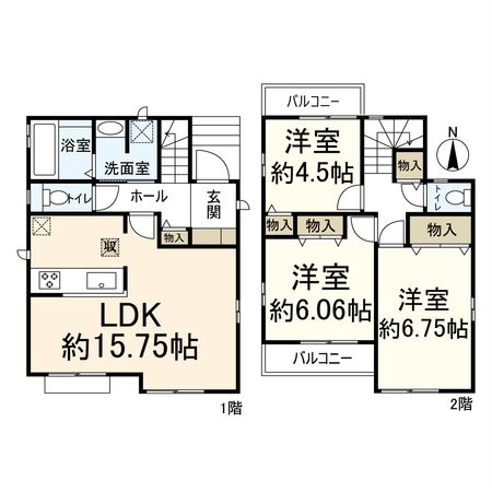 高槻市柱本新町 A号棟 間取図(平面図) 高槻市柱本新町 A号棟 間取図(平面図)