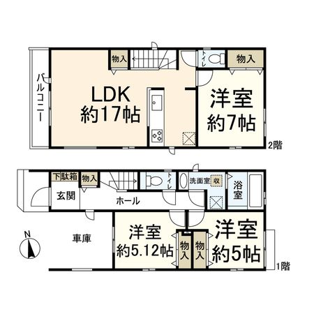 三島郡島本町東大寺2丁目 A号棟 間取図(平面図)