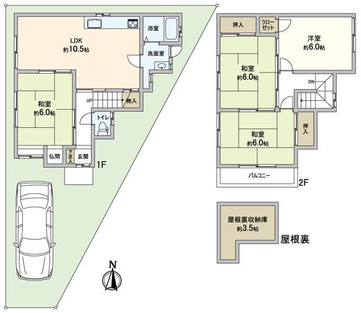 高槻市唐崎中4丁目 間取図(平面図) 高槻市唐崎中4丁目 間取図(平面図)