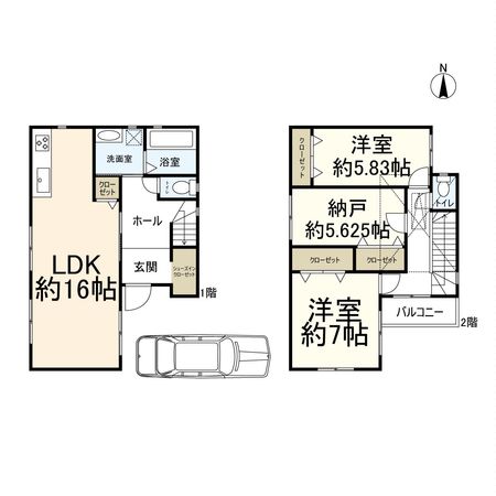 高槻市高西町 B号地 間取図(平面図) 高槻市高西町 B号地 間取図(平面図)