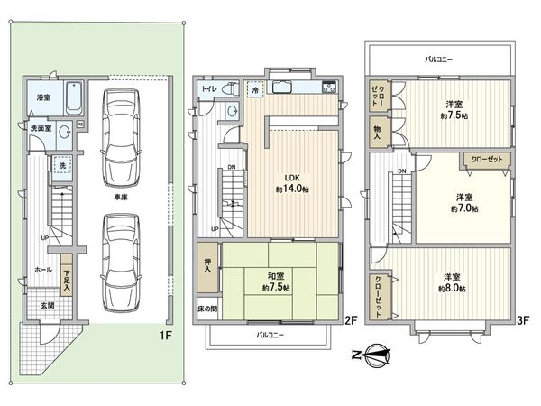 高槻市野田3丁目 間取図(平面図) 高槻市野田3丁目 間取図(平面図)