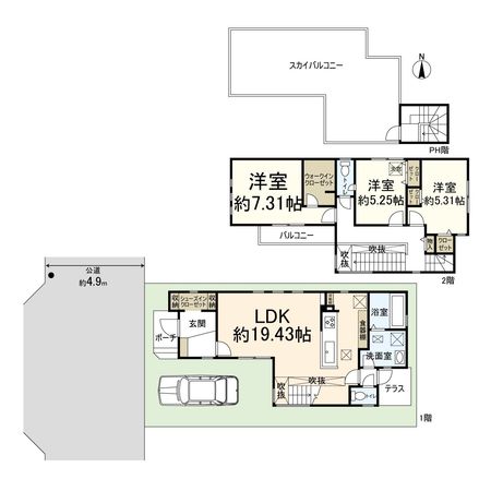 高槻市川西町3丁目 間取図(平面図)