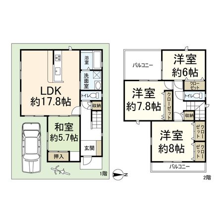 高槻市竹の内町 間取図(平面図) 高槻市竹の内町 間取図(平面図)