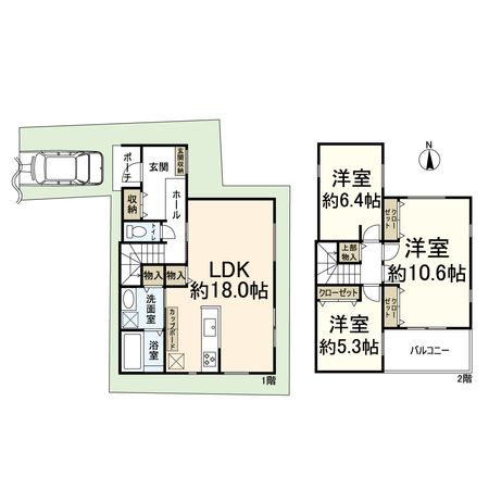 高槻市大塚町2丁目 1号地 間取図(平面図) 高槻市大塚町2丁目 1号地 間取図(平面図)