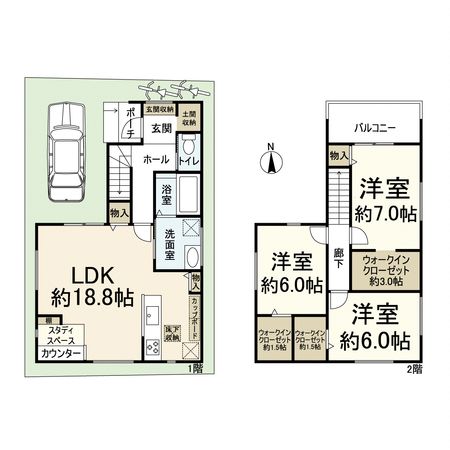 高槻市大塚町2丁目 B号地 間取図(平面図) 高槻市大塚町2丁目 B号地 間取図(平面図)