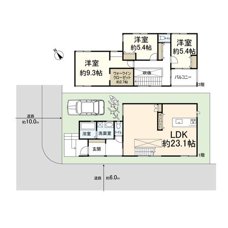 高槻市大和1丁目 2号地 間取図(平面図) 高槻市大和1丁目 2号地 間取図(平面図)