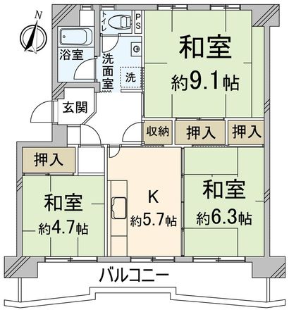 若山台住宅33号棟 間取図(平面図) 若山台住宅33号棟 間取図(平面図)