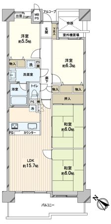 オークヒルズ香里 四番館 間取図(平面図)