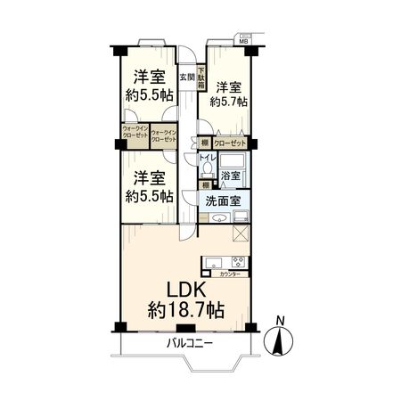 藤和コアティ高槻ハイタウン コアB 間取図(平面図)