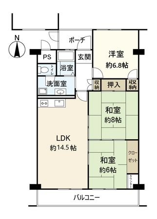 大和サニーハイツ高槻2棟 間取図(平面図)