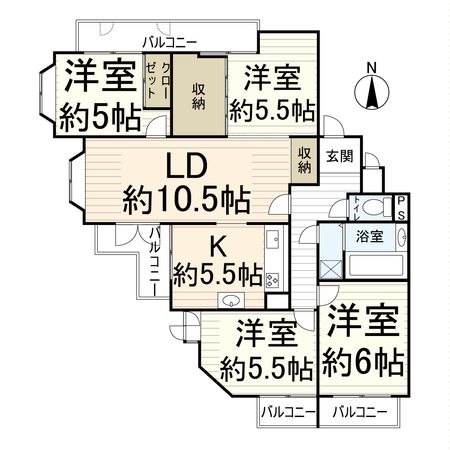 サンヴェール高槻天神町 間取図(平面図) サンヴェール高槻天神町 間取図(平面図)