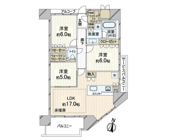 グランレ・ジェイド高槻天神 間取図(平面図) グランレ・ジェイド高槻天神 間取図(平面図)