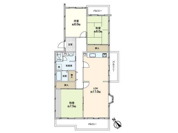若山台第3住宅 15号棟 間取図(平面図) 若山台第3住宅 15号棟 間取図(平面図)