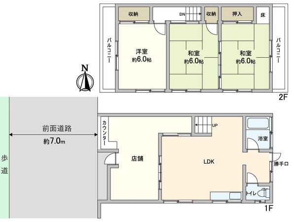 今城町店舗付テラスハウス 間取図(平面図)