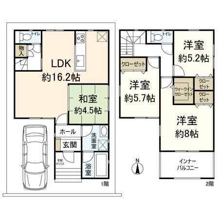 沢良宜浜二丁目 戸建 間取図(平面図)