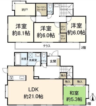 南春日丘七丁目 戸建 間取図(平面図)