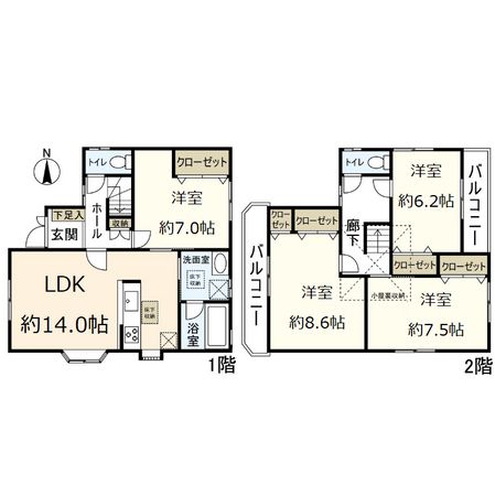 鮎川一丁目 戸建 間取図(平面図)