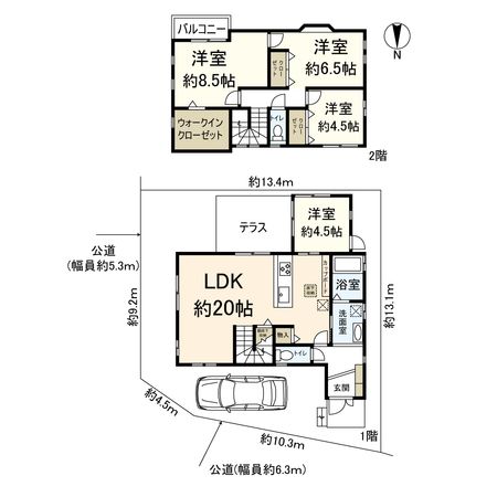 山手台新町一丁目 戸建 間取図(平面図)
