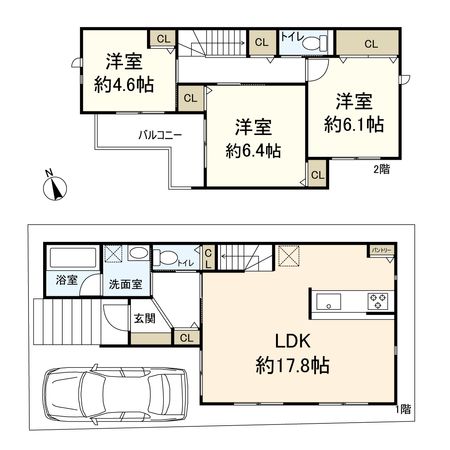 耳原1丁目 新築戸建 間取図(平面図) 耳原1丁目 新築戸建 間取図(平面図)